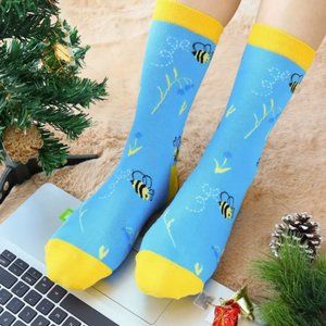 Cute Blue Bluble Bee Sock
